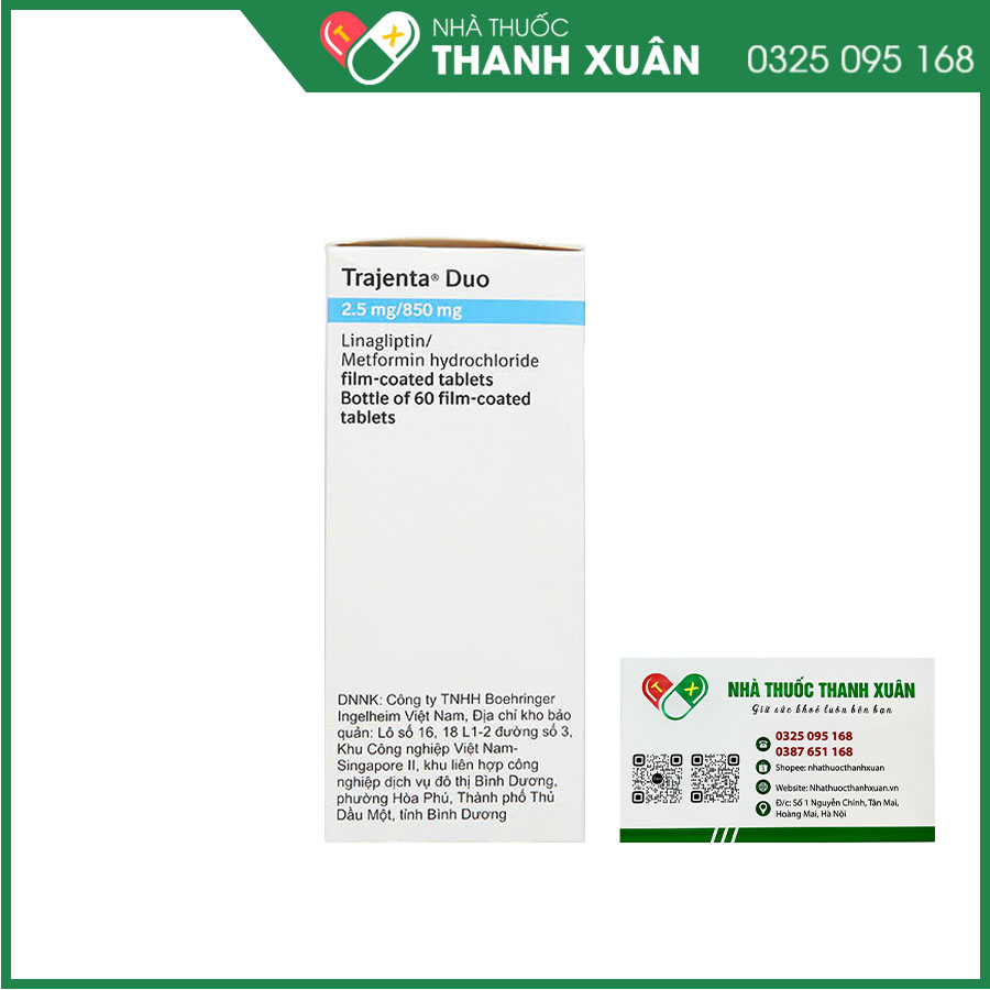 Trajenta Duo 2,5mg/850mg thuốc điều trị đái tháo đường tuýp 2